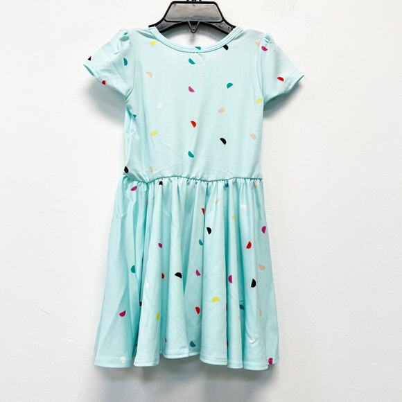 Dot Dot Smile Girls Aqua Blue Polka Dot Cap Short Sleeve Dress Size 12-24M - Picture 4 of 4